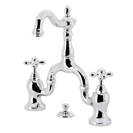 Kingston Brass Bridge Bathroom Faucet with Brass Pop-Up, Polished Chrome KS7971AX